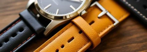 Leather watch strap