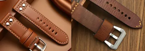 Leather watch strap